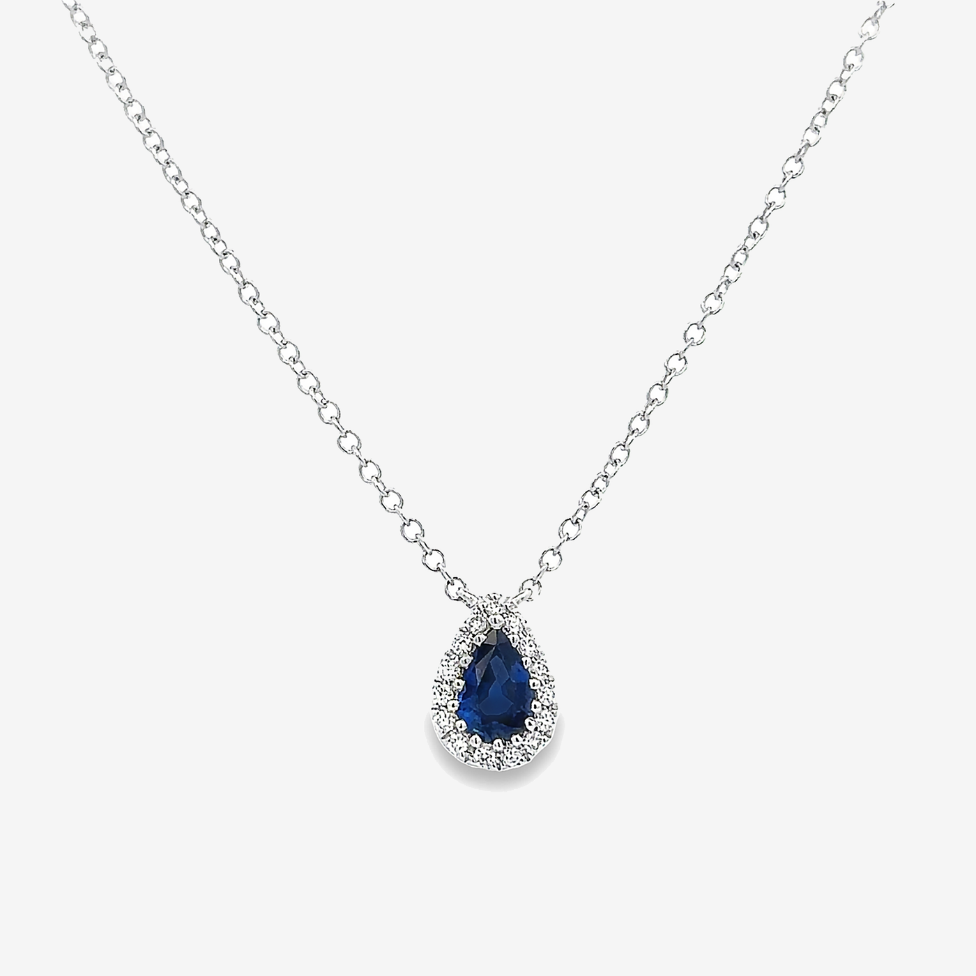 sapphire and diamond halo necklace