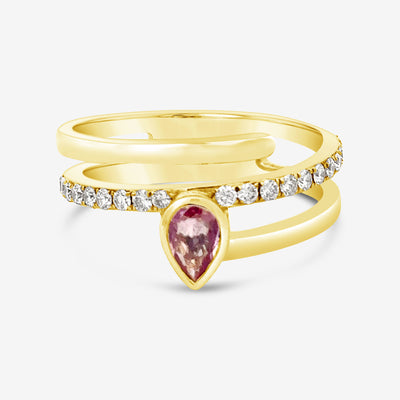 pink sapphire and diamond spiral ring