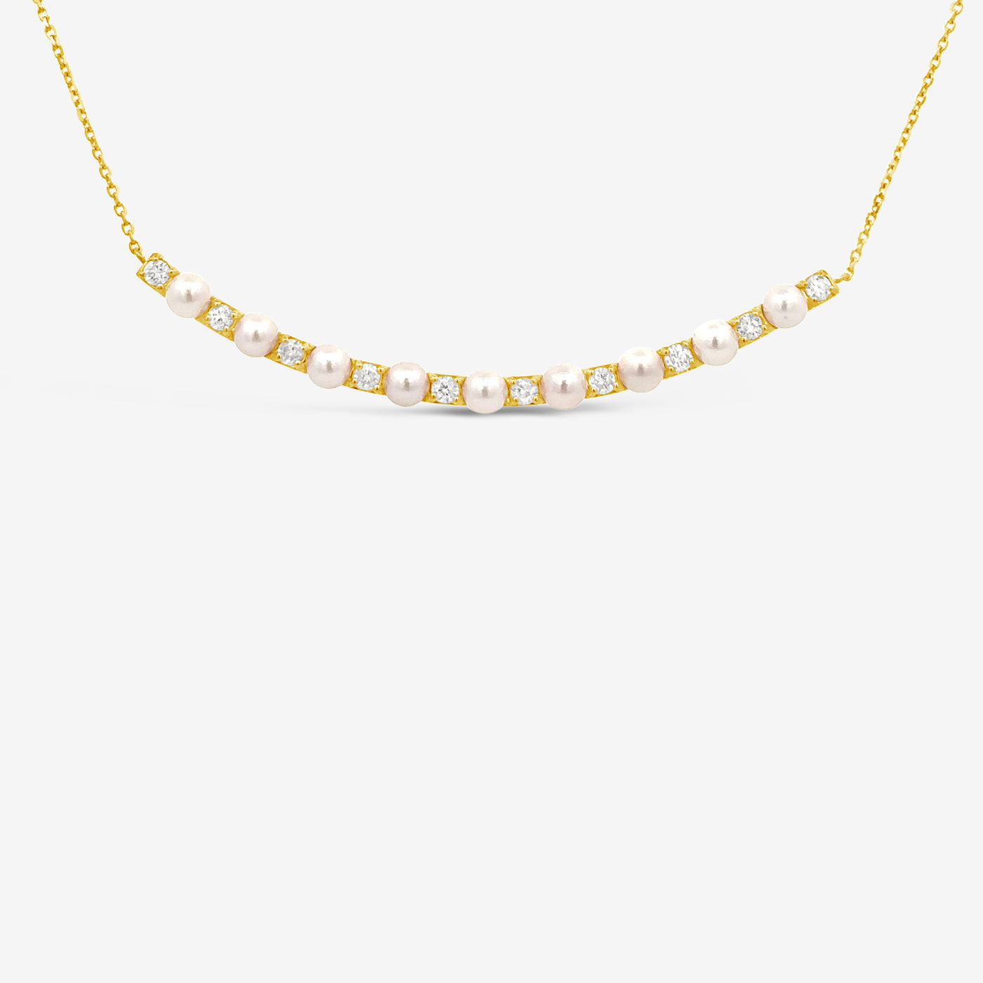 pearl and diamond bar necklace