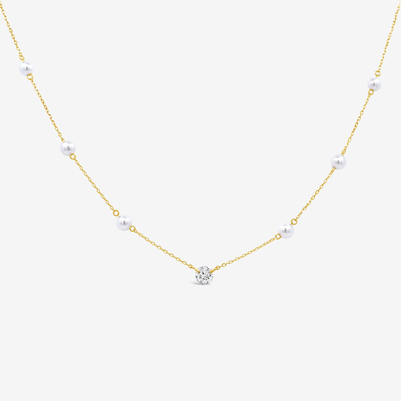 pearl and diamond station necklace