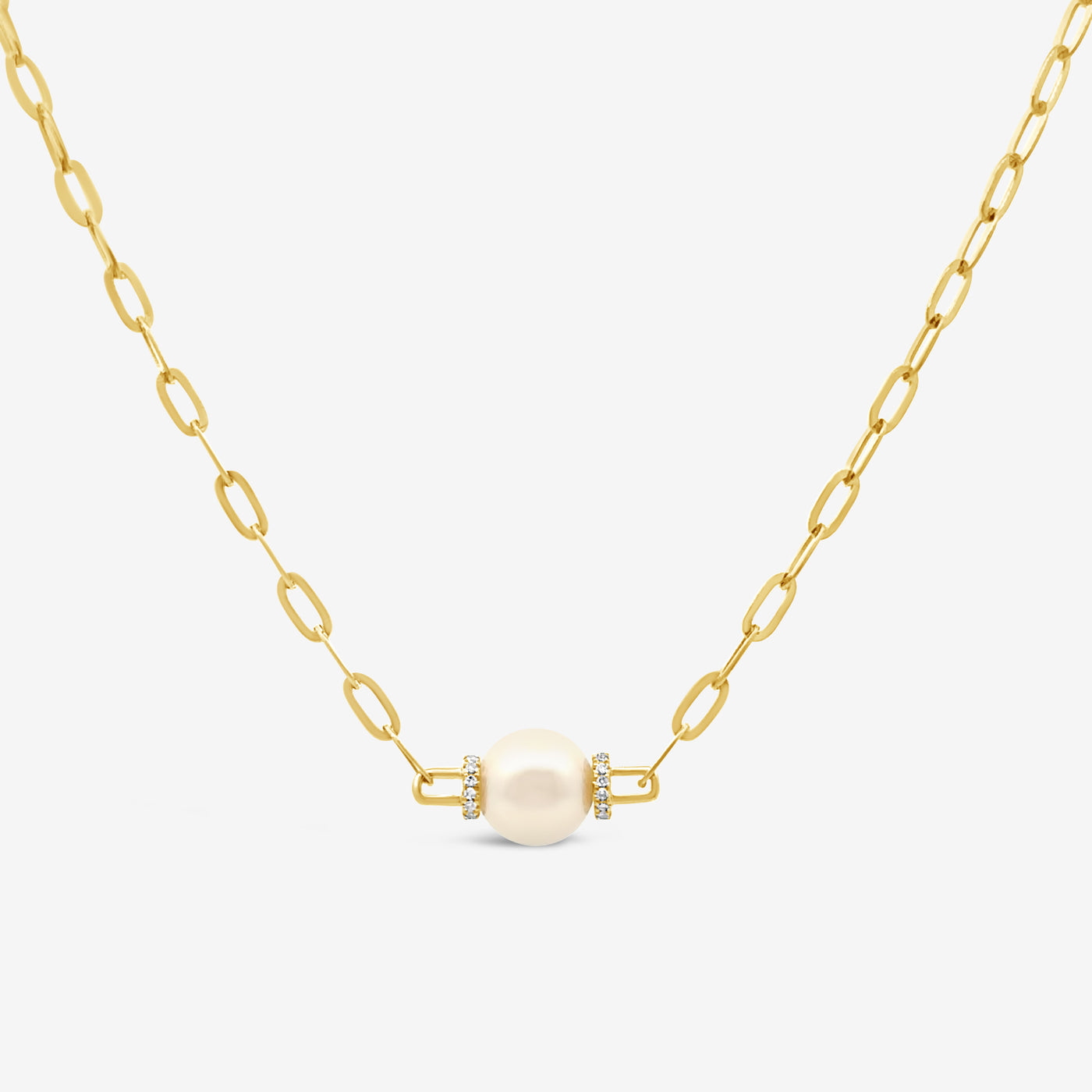 Single Pearl & Paper Clip Necklace