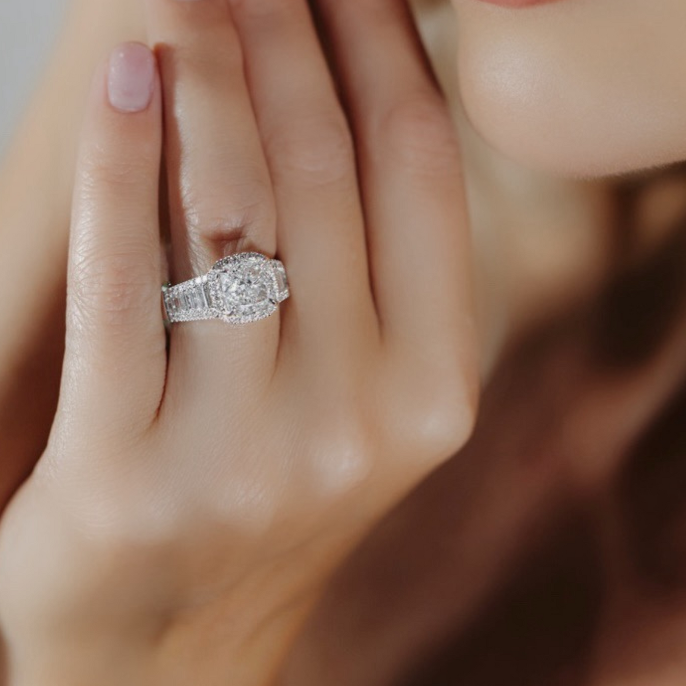 Preset 3.01CT Lab Grown Cushion Diamond Engagement Ring