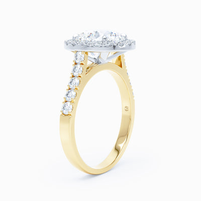 round cut diamond halo engagement ring