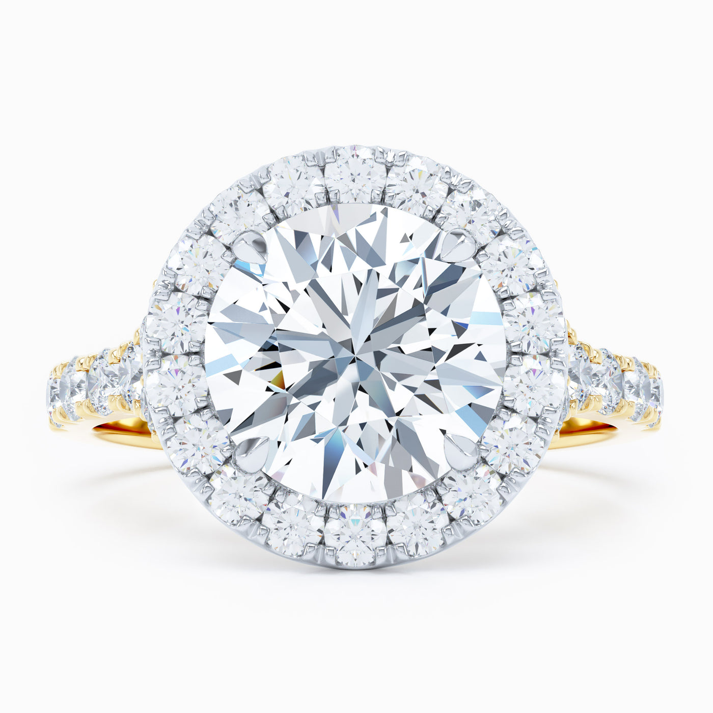 round cut diamond halo engagement ring
