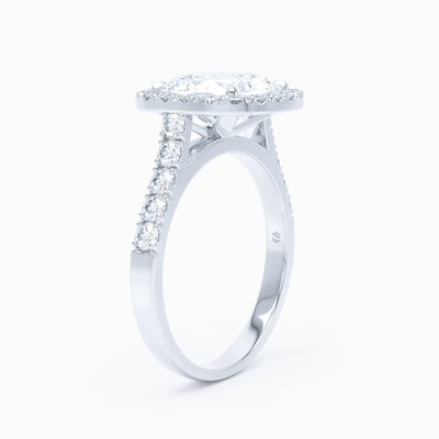 square cut diamond halo engagement ring