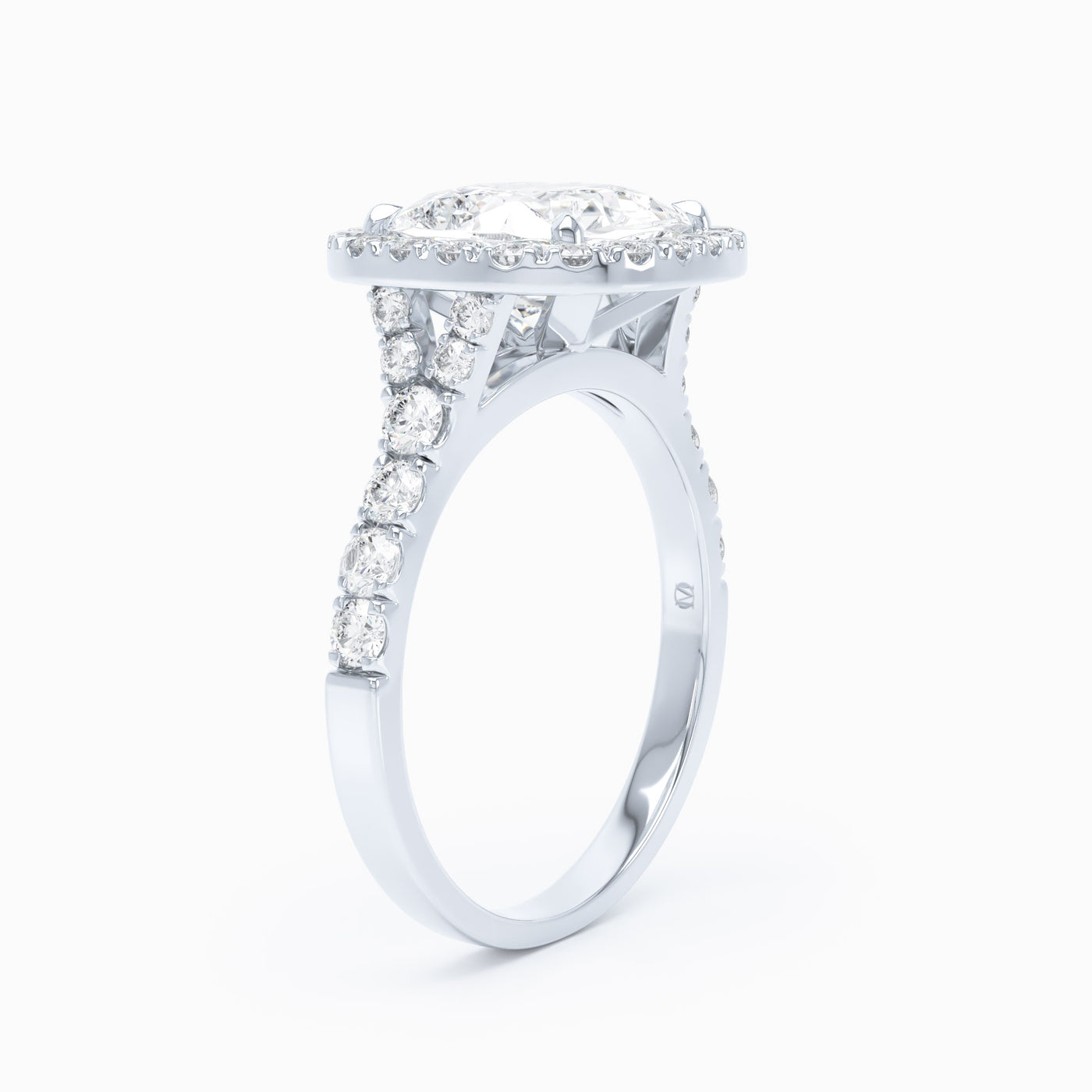 square cut diamond halo engagement ring