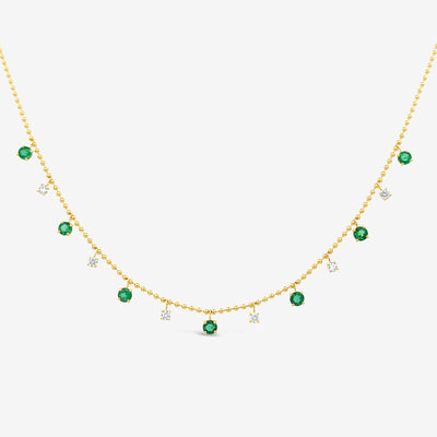 drops by the yard emerald and diamond fringe necklace