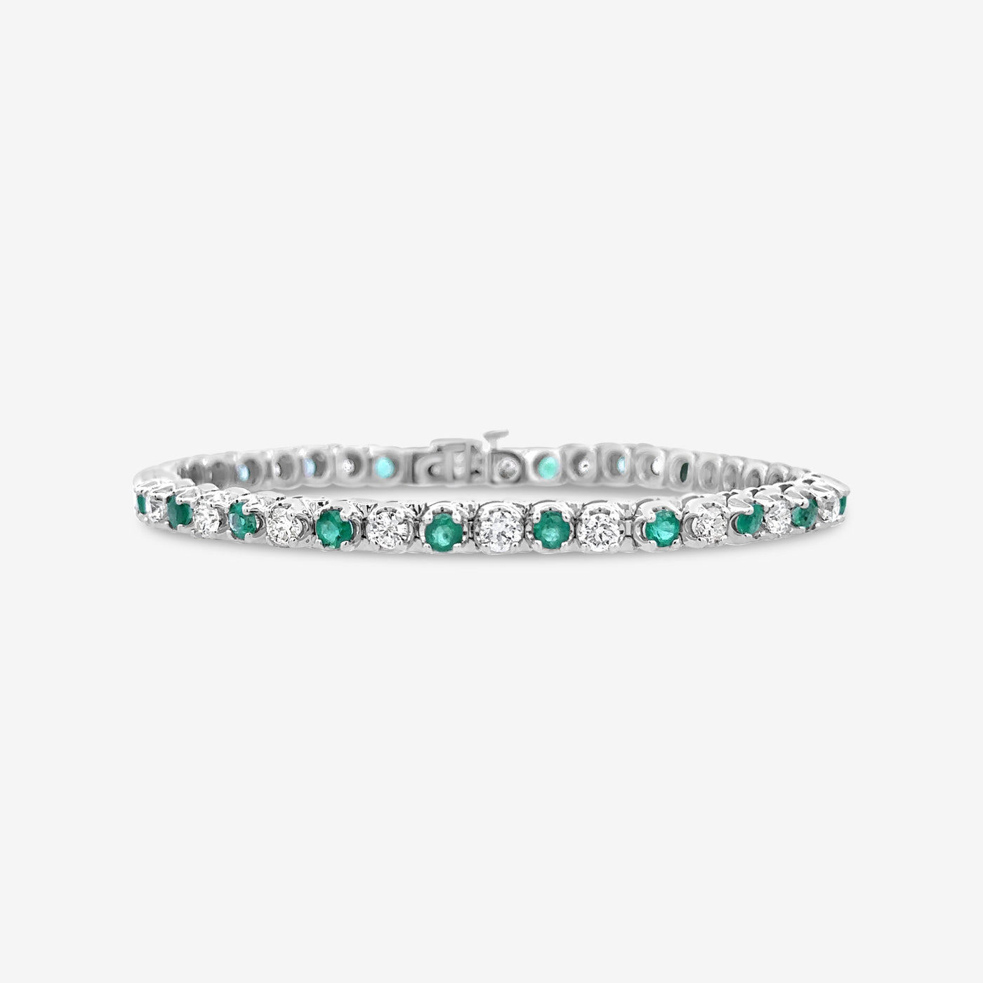 Round Emerald & Diamond Tennis Bracelet