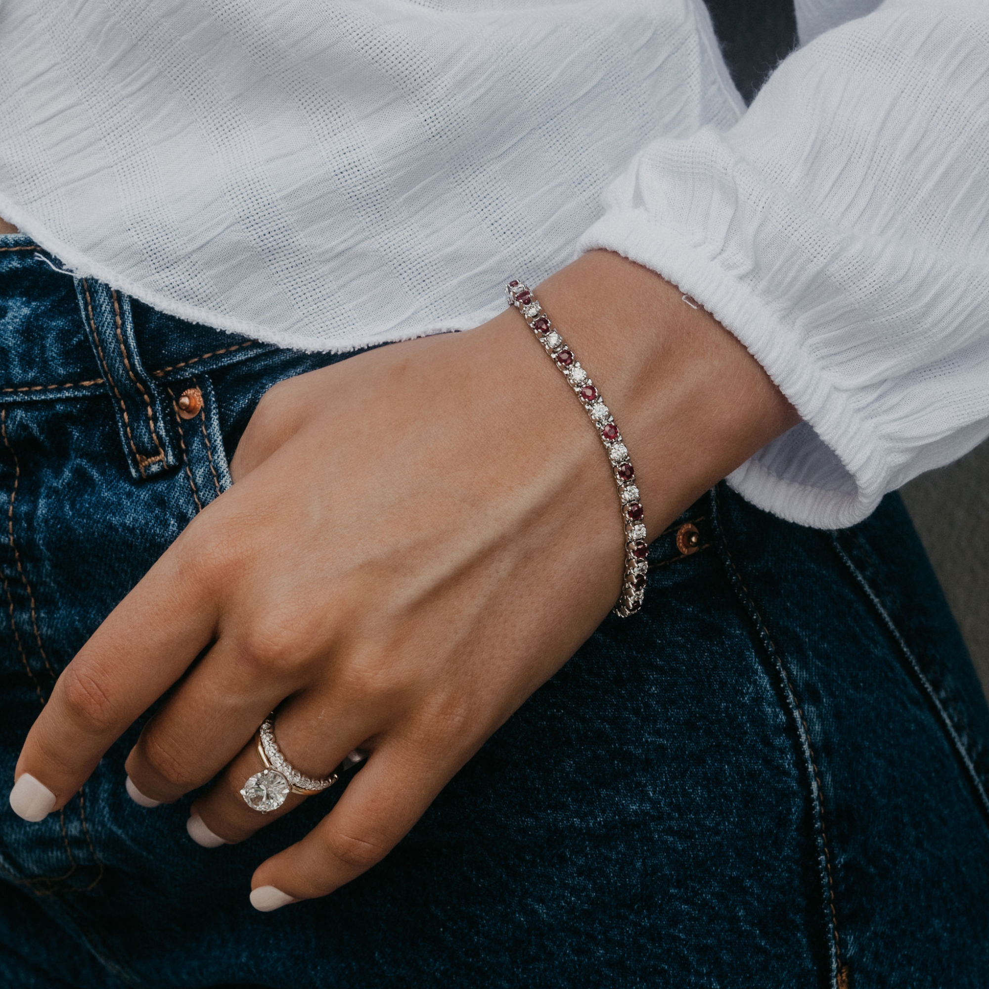 ruby and diamond tennis bracelet