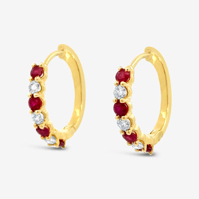 ruby and diamond hoop earrings