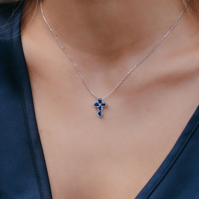 sapphire and diamond cross pendant