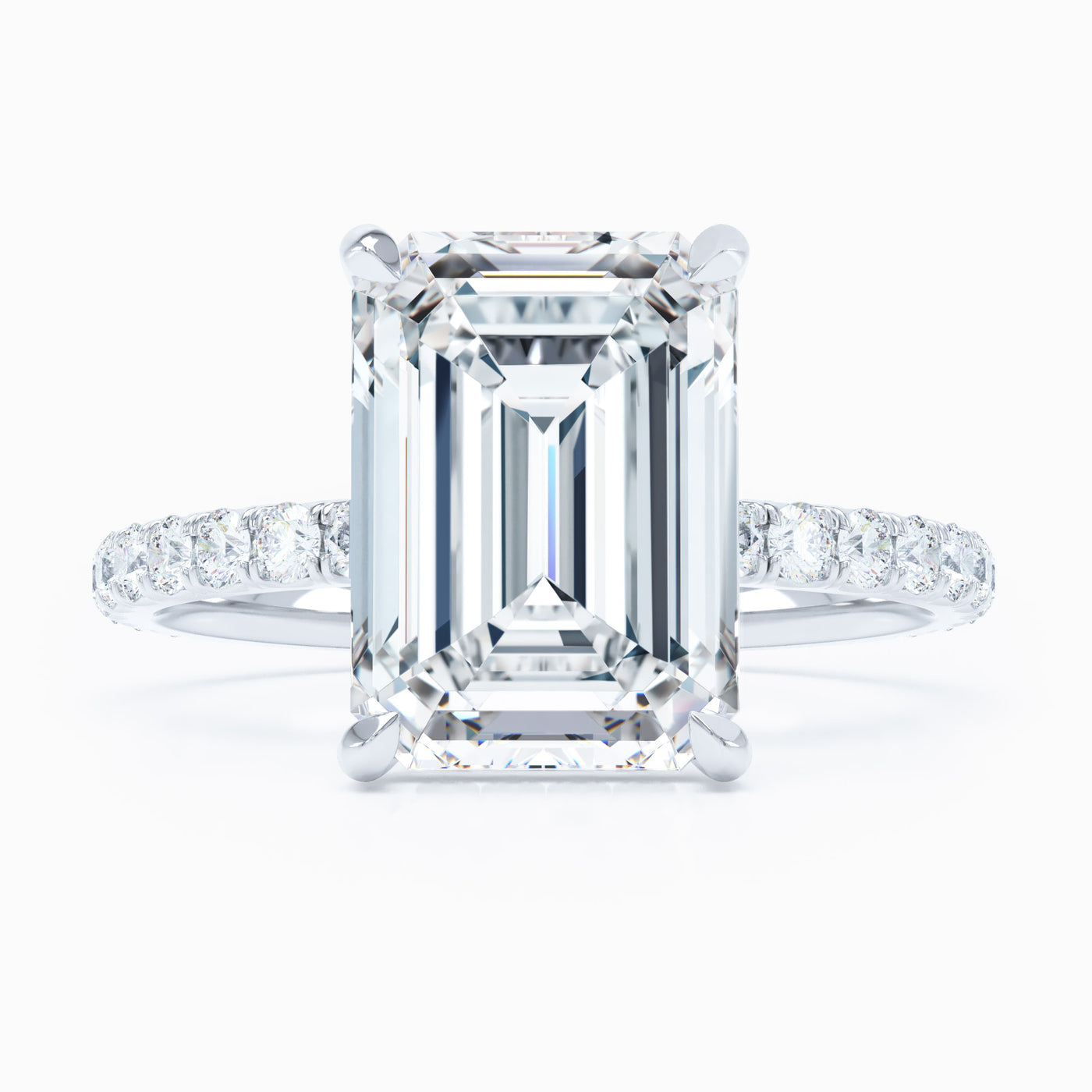 white gold emerald cut diamond engagement ring