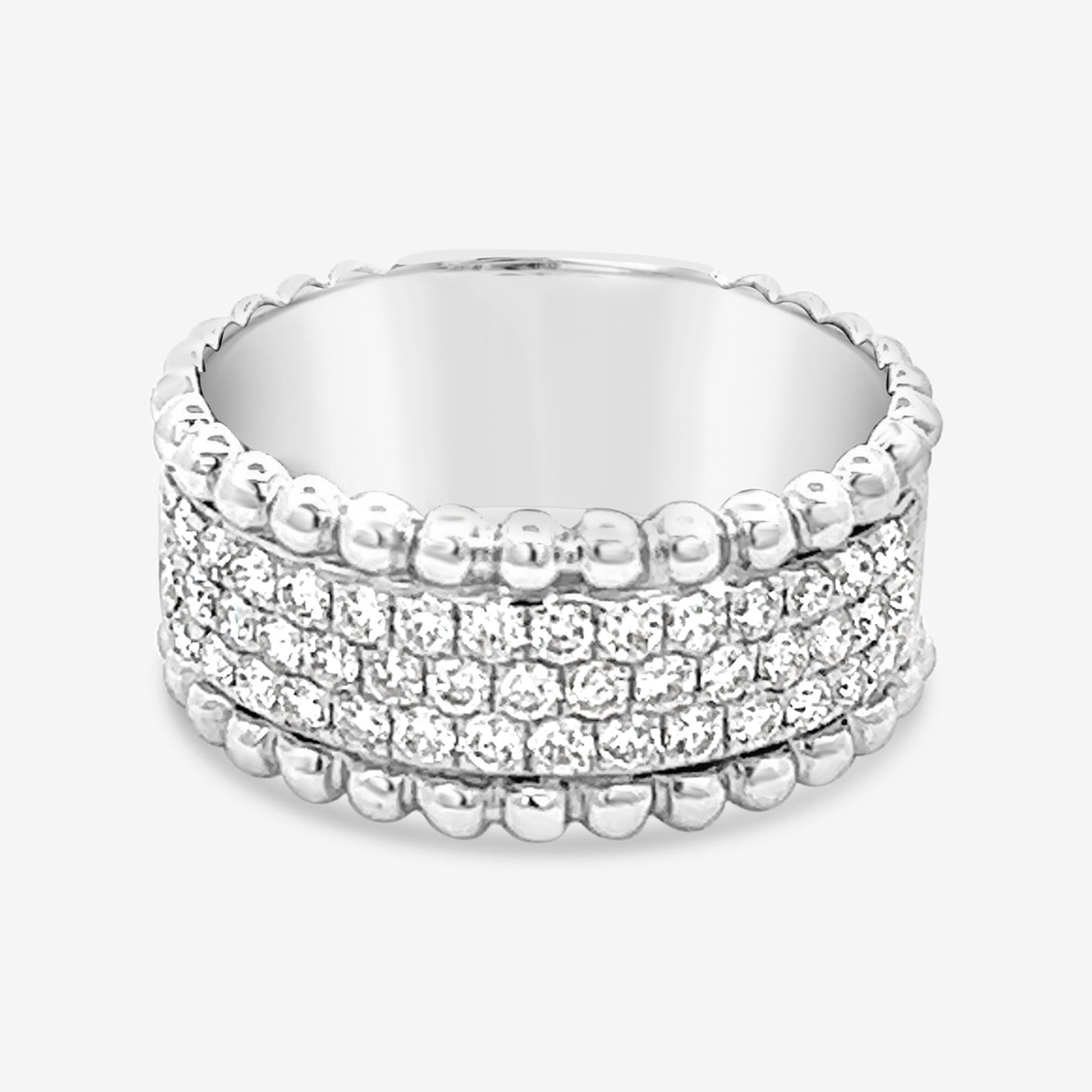 diamond and white gold bead ring