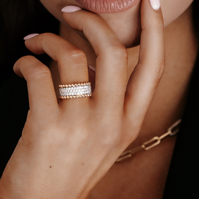 diamond and gold bead ring