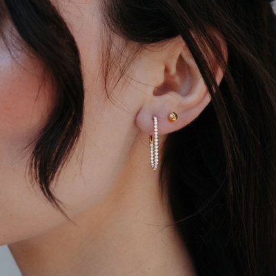 eternity diamond paperclip earrings
