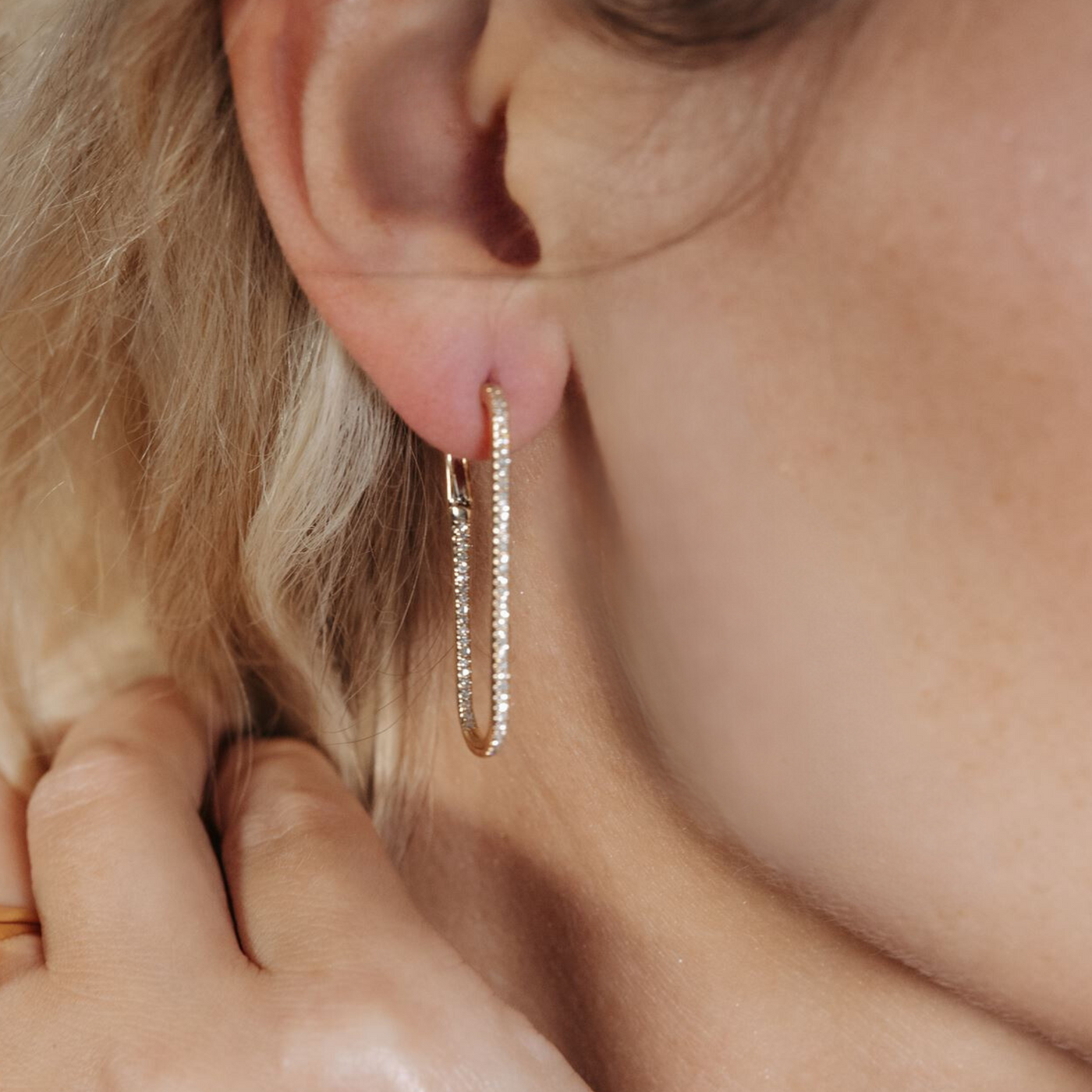 Inside Out Diamond Paperclip Link Earrings