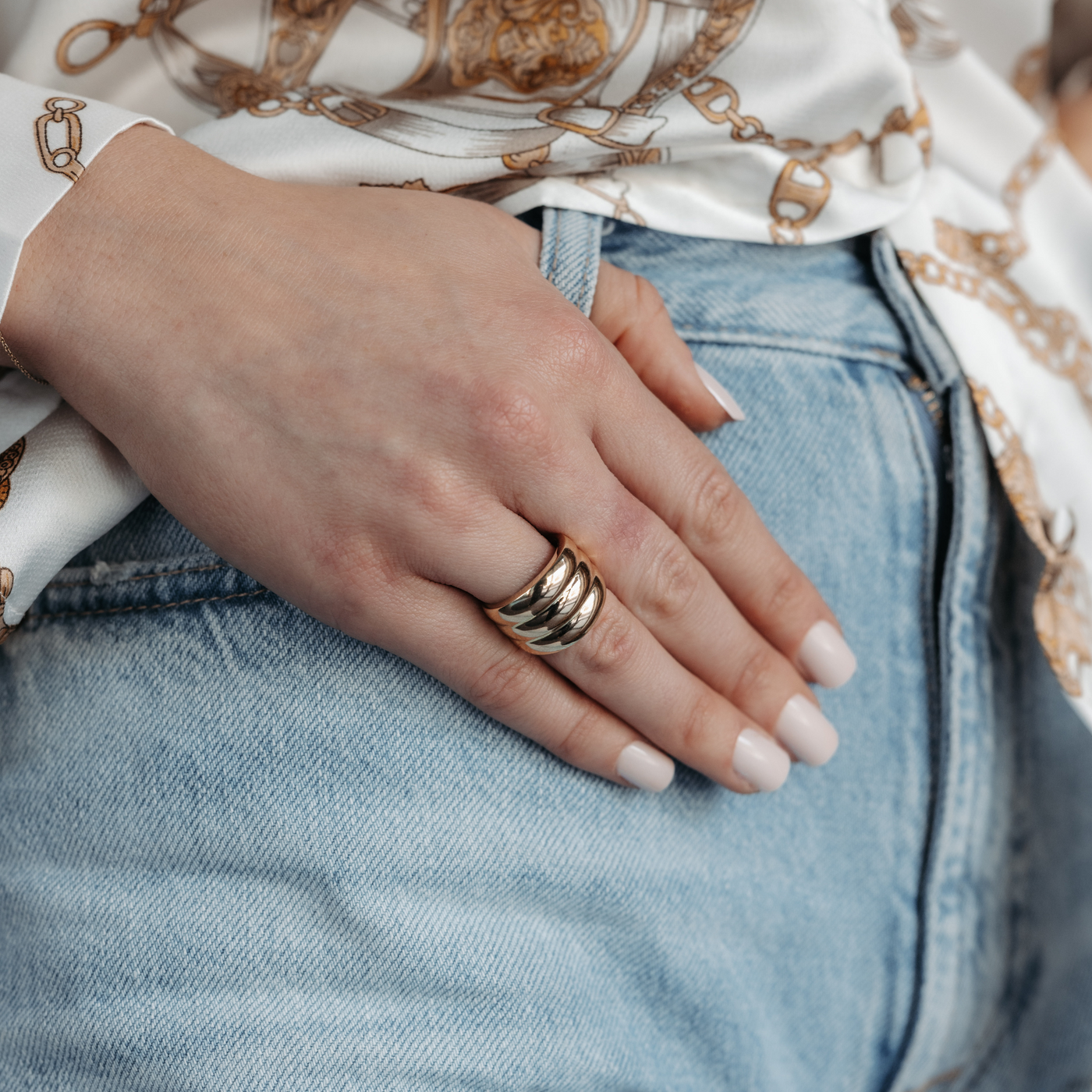 gold croissant domed ring