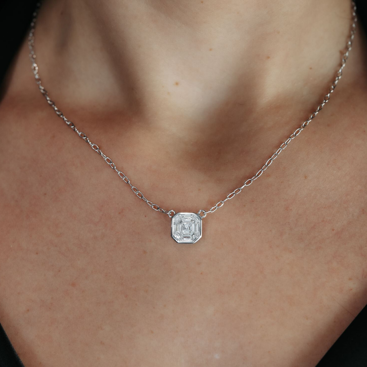 illusion diamond solitaire necklace
