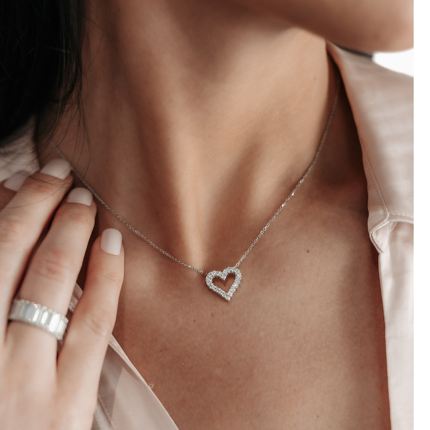 open diamond heart necklace