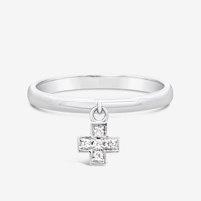 Dangle Diamond Cross Ring