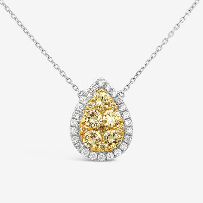 Illusion Yellow Diamond Halo Necklace