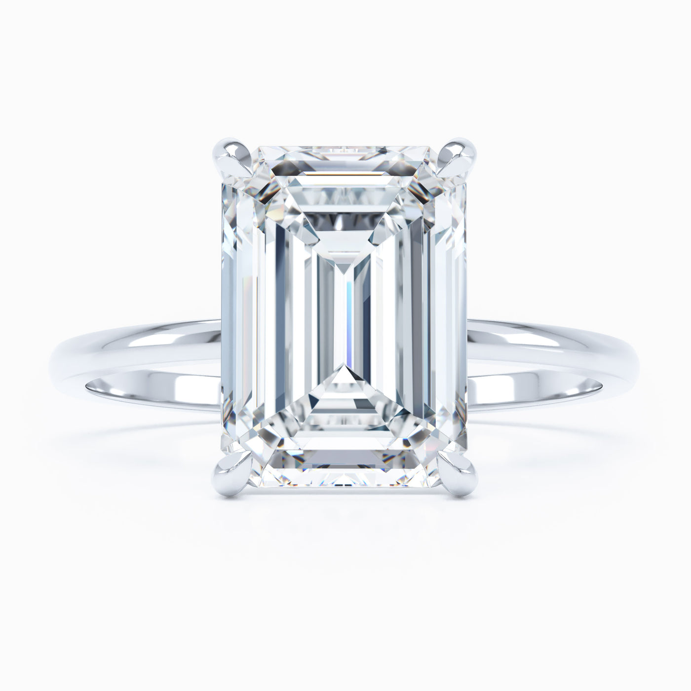 Petite Solitaire Emerald Cut Engagement Ring