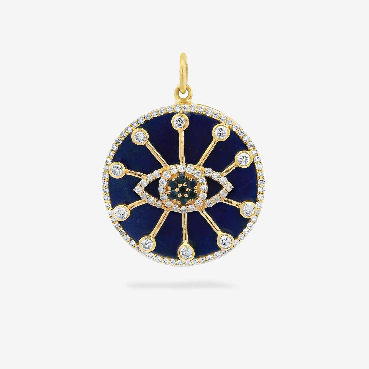 0.65CT Diamond, Blue Sapphire & Lapis Evil Eye Charm