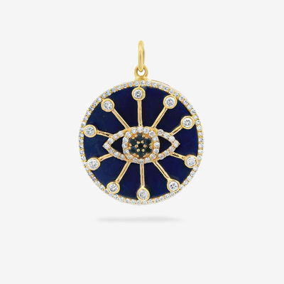 0.65CT Diamond, Blue Sapphire & Lapis Evil Eye Charm
