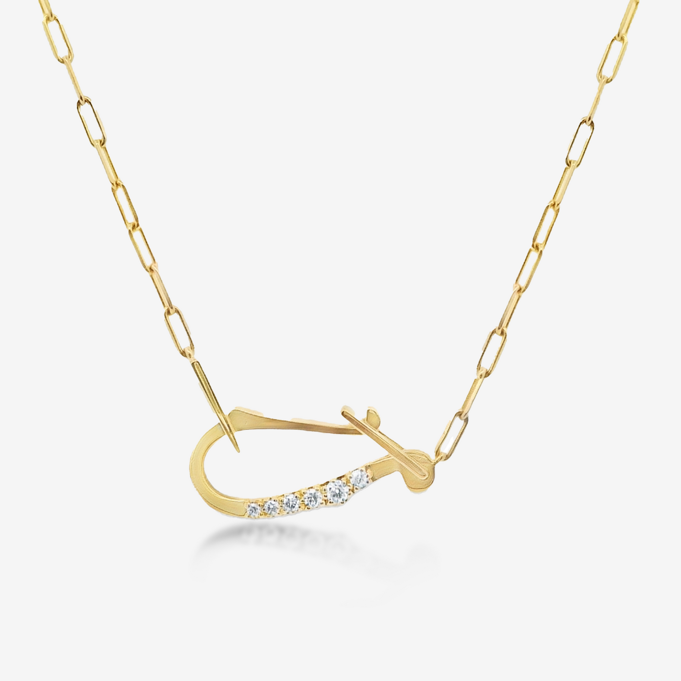 0.05CT Charm Holder Small Paperclip Necklace