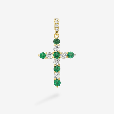 0.15CT Emerald & Diamond Cross Pendant
