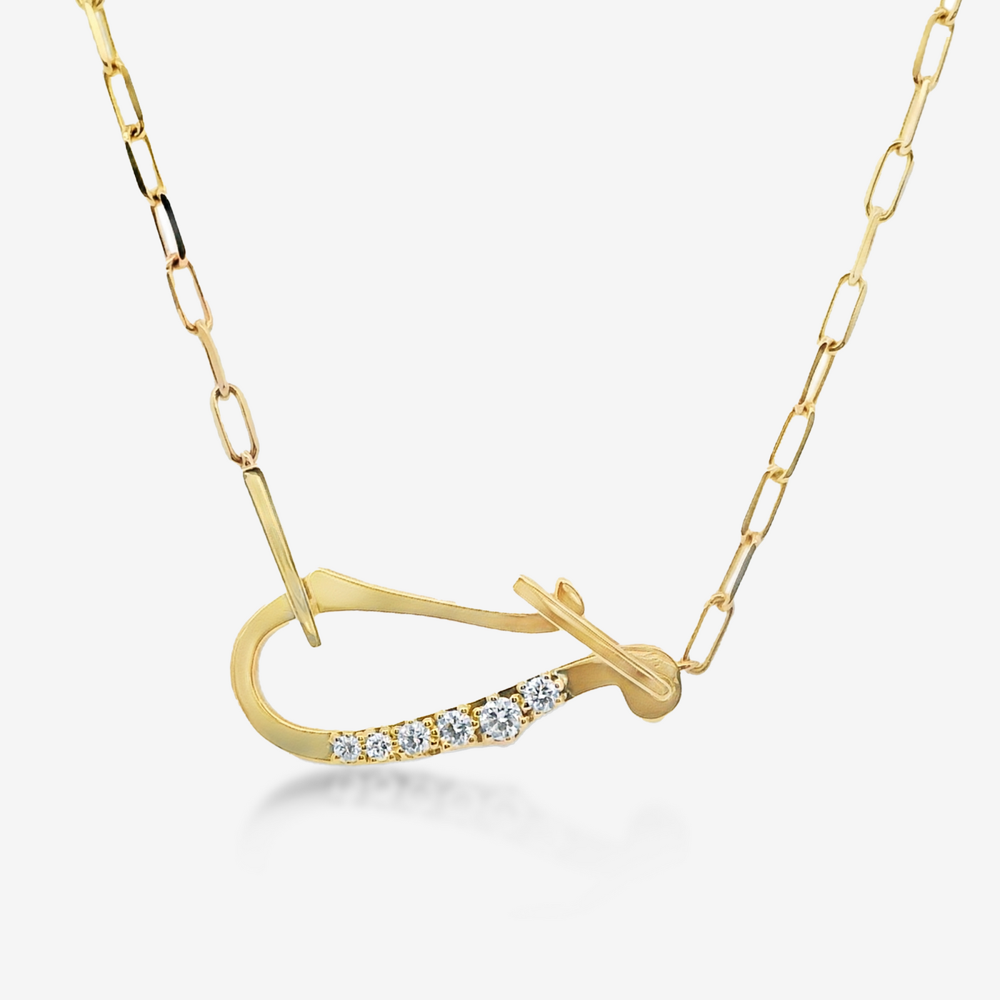 0.20CT Charm Holder Medium Paperclip Necklace