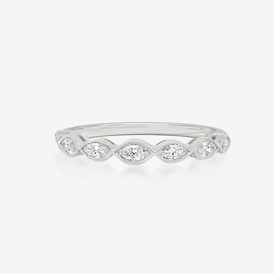 0.30CT Marquise Halfway Bezel Ring