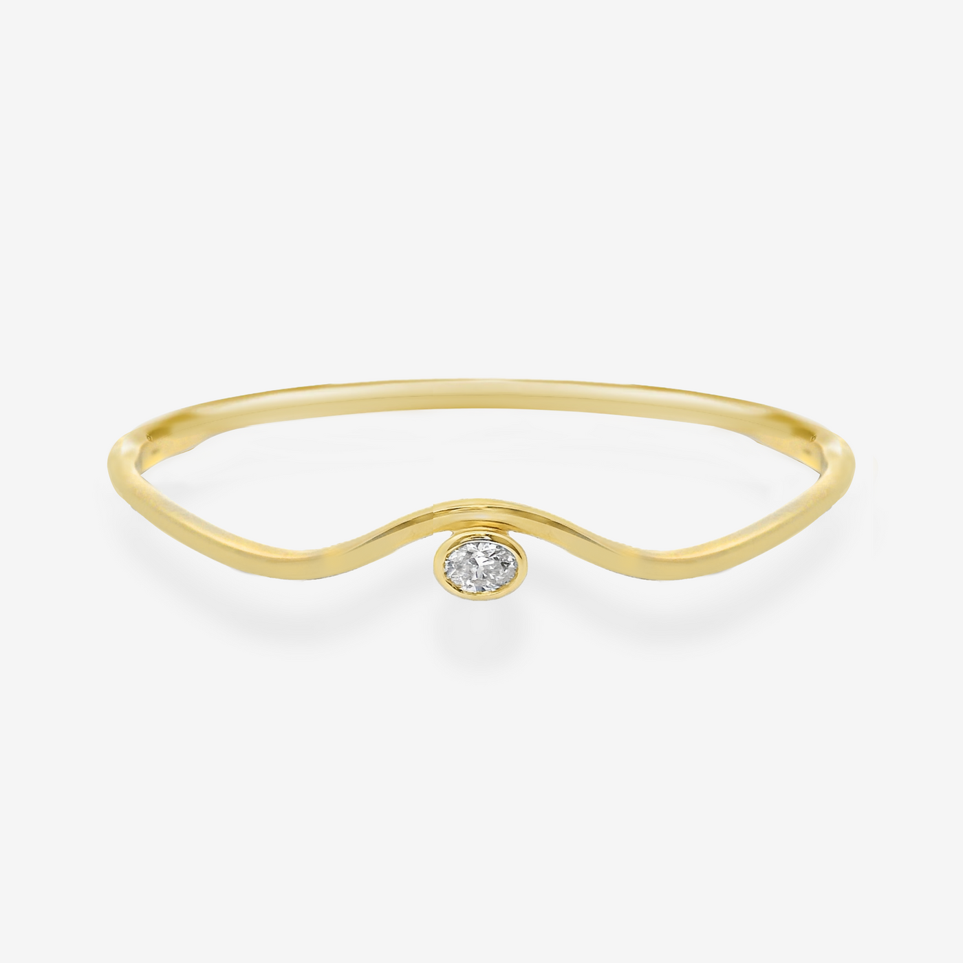 0.30CT Oval Solitaire Diamond Wave Bangle Bracelet