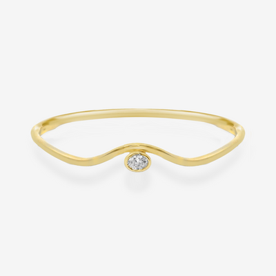 0.30CT Oval Solitaire Diamond Wave Bangle Bracelet