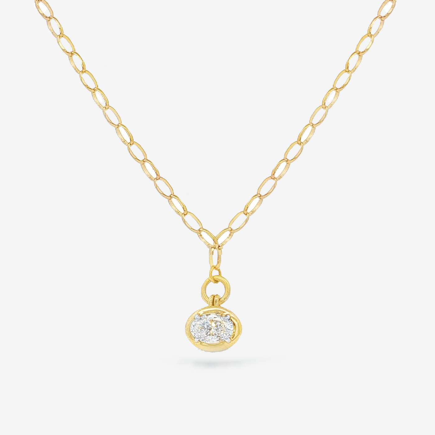 0.40CT Oval Cut Solitaire Diamond Necklace