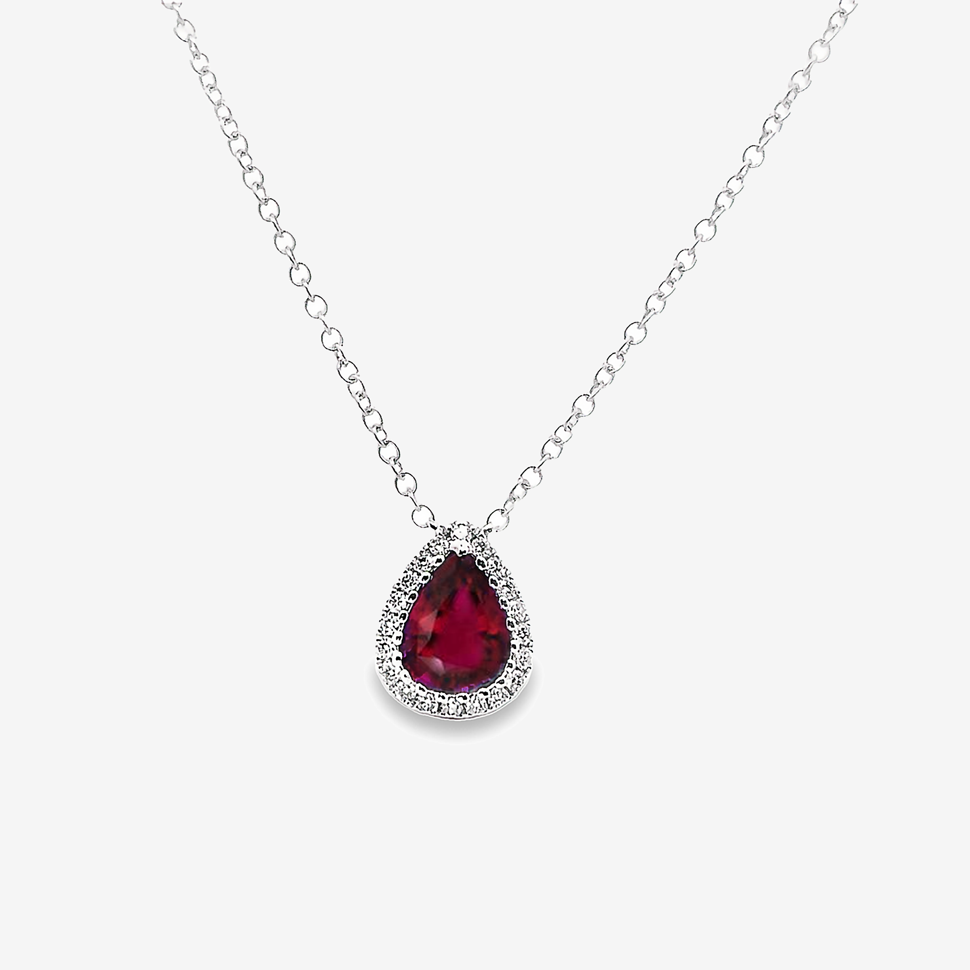 ruby and diamond halo necklace