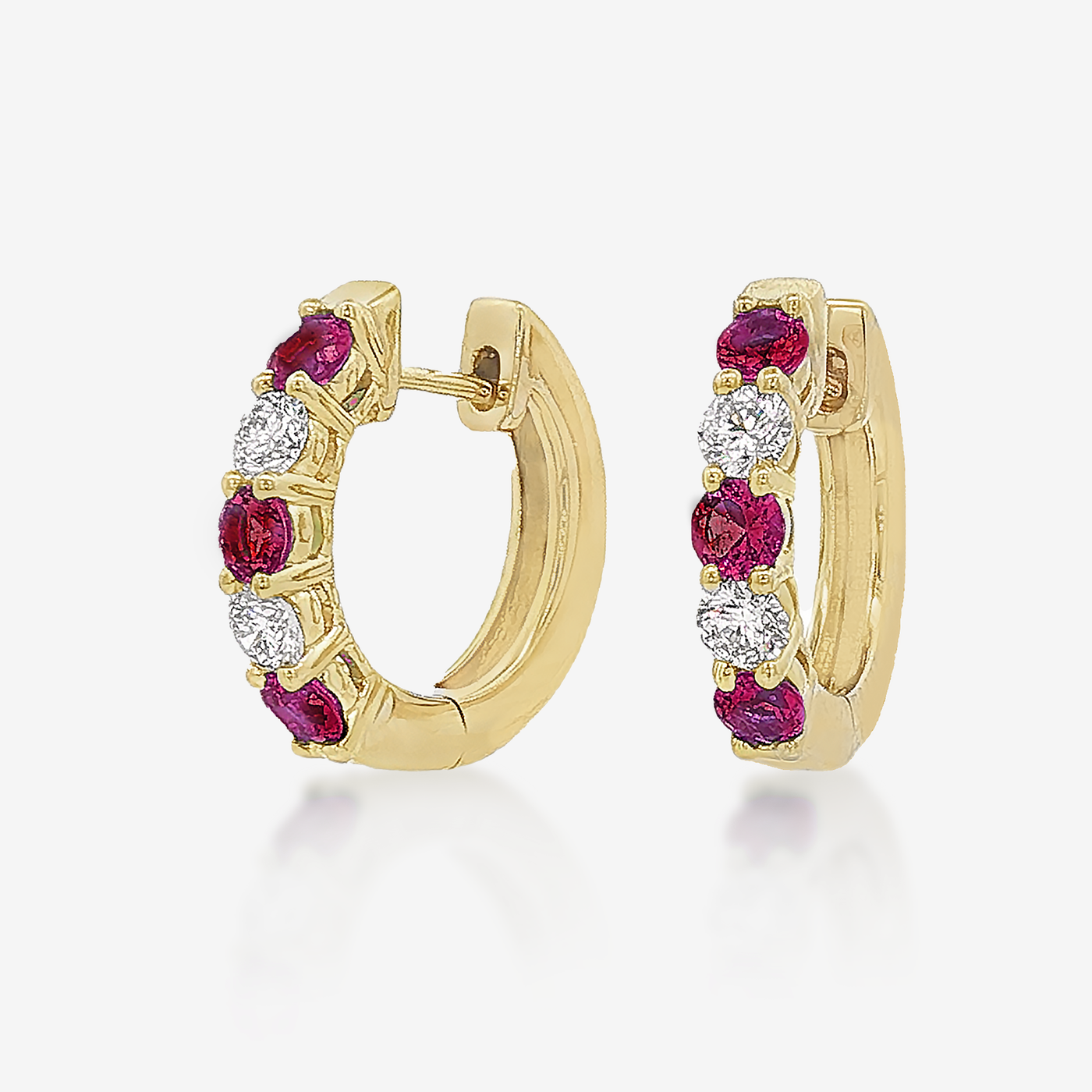 0.40CT Ruby & Diamond Huggie Earrings