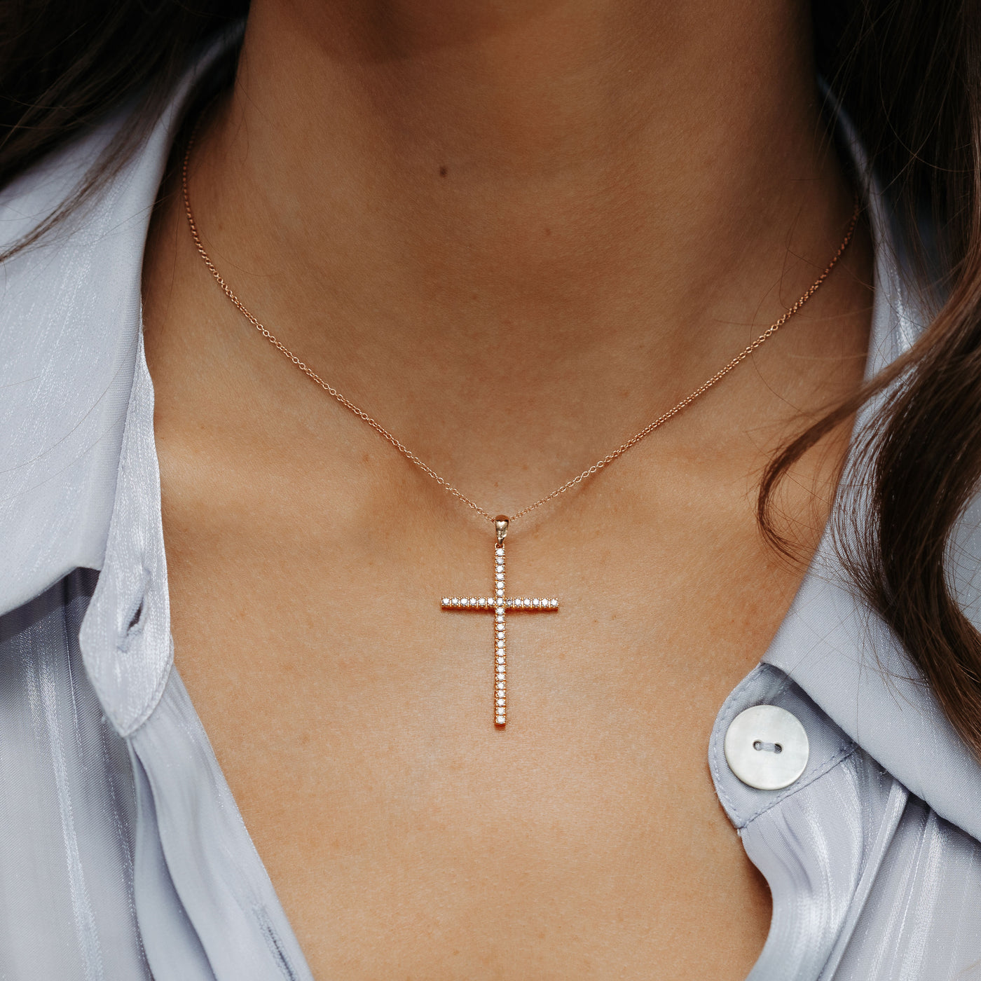 pink diamond cross necklace