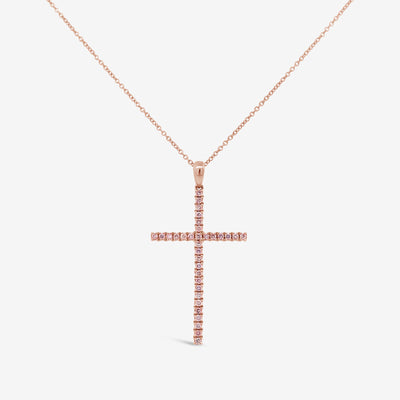 pink diamond cross necklace