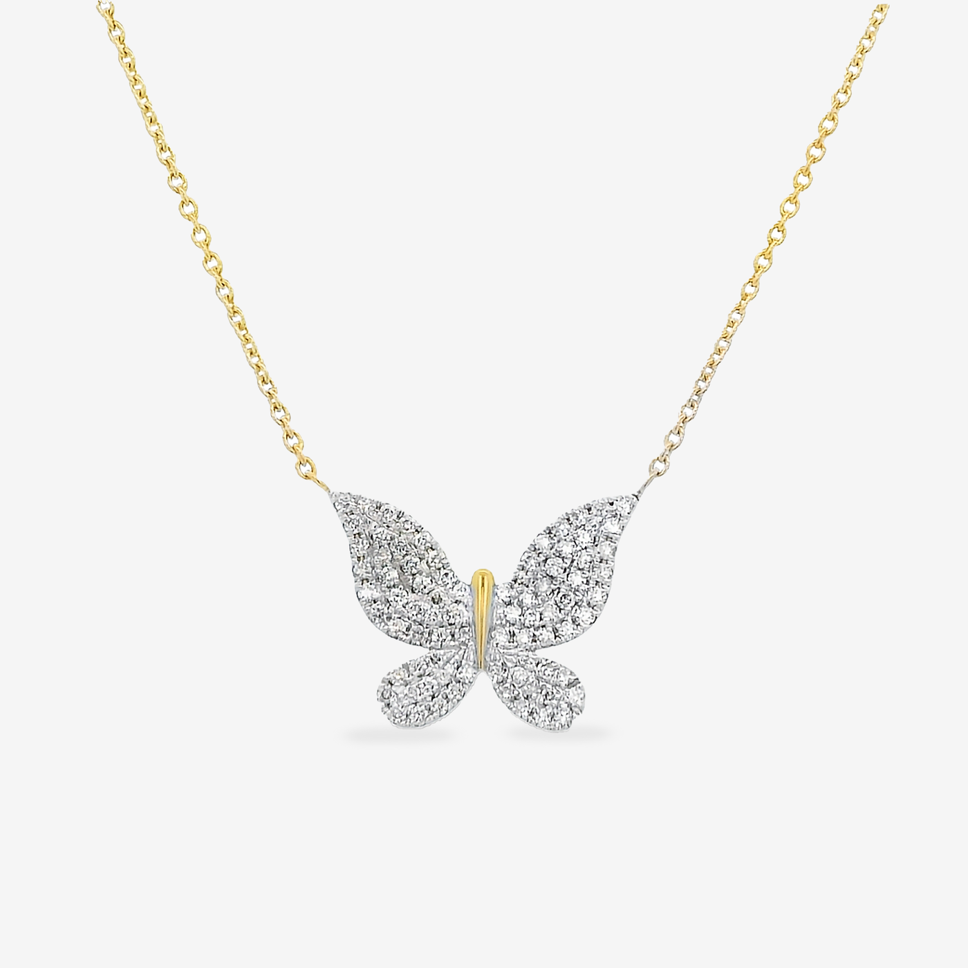 0.45CT Pave' Diamond Butterfly Necklace
