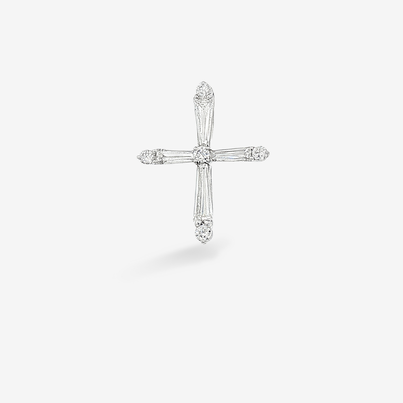 0.50CT Baguette & Round Diamond Cross Pendant