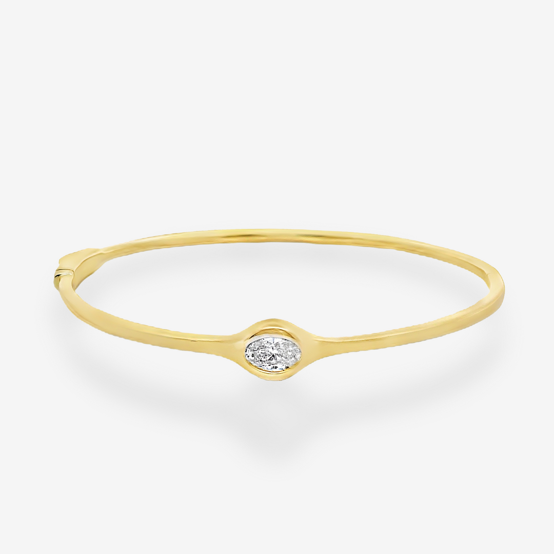 Oval Solitaire Diamond Bangle Bracelet – Mavilo