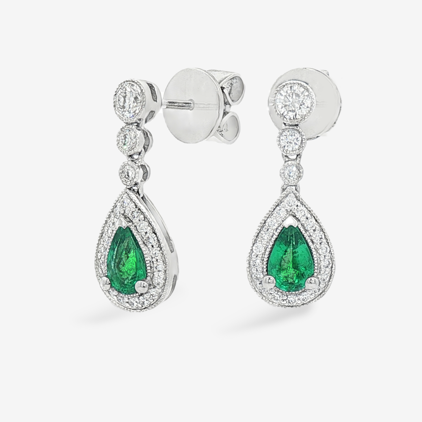 0.59CT Emerald & Diamond Dangle Earrings