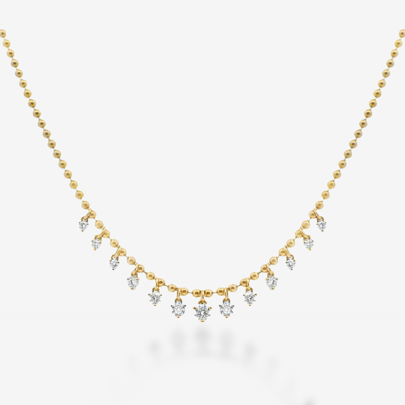 0.65CT Graduating Diamond 13 Drop Bead It Necklace