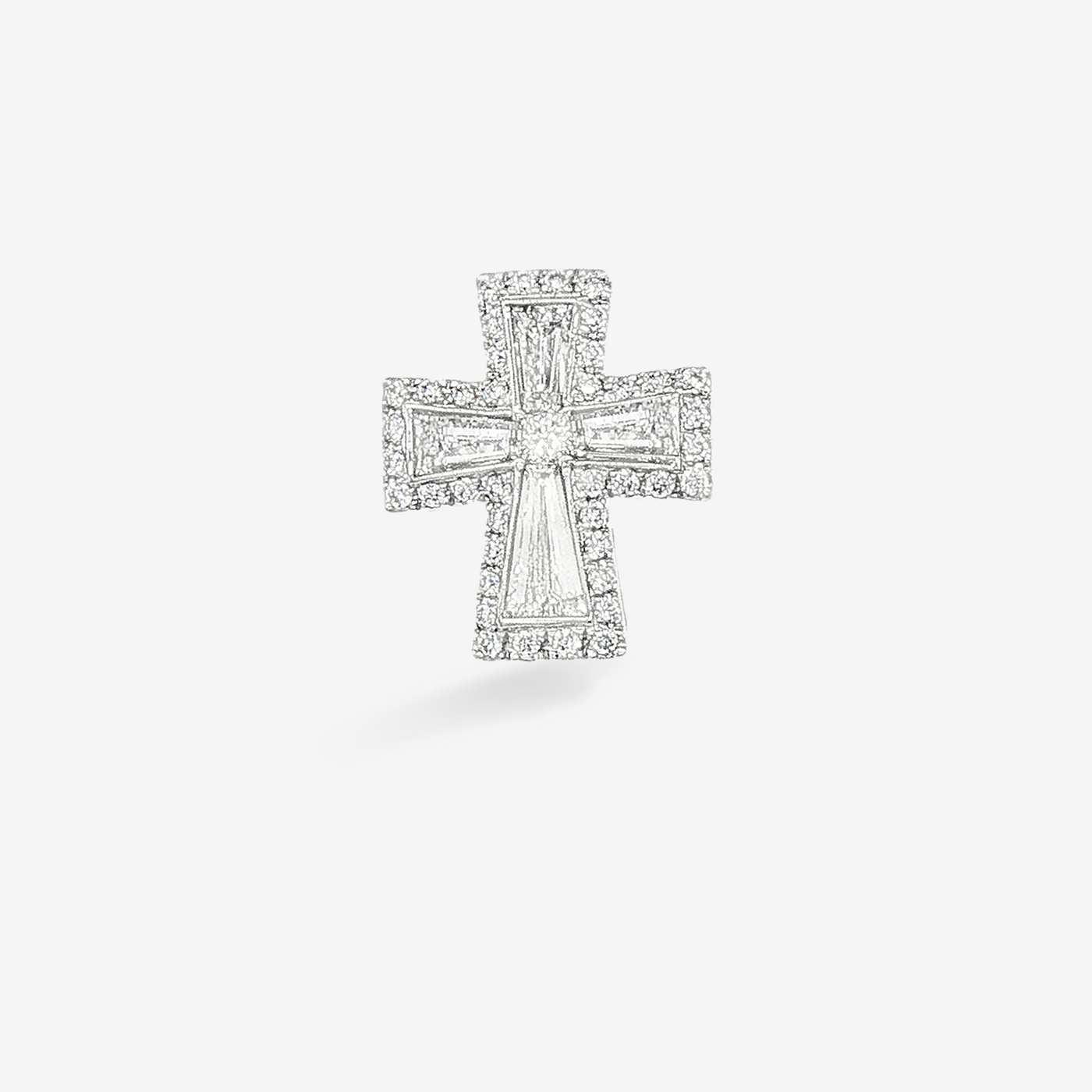 0.70CT Round & Baguette Diamond Halo Cross Pendant