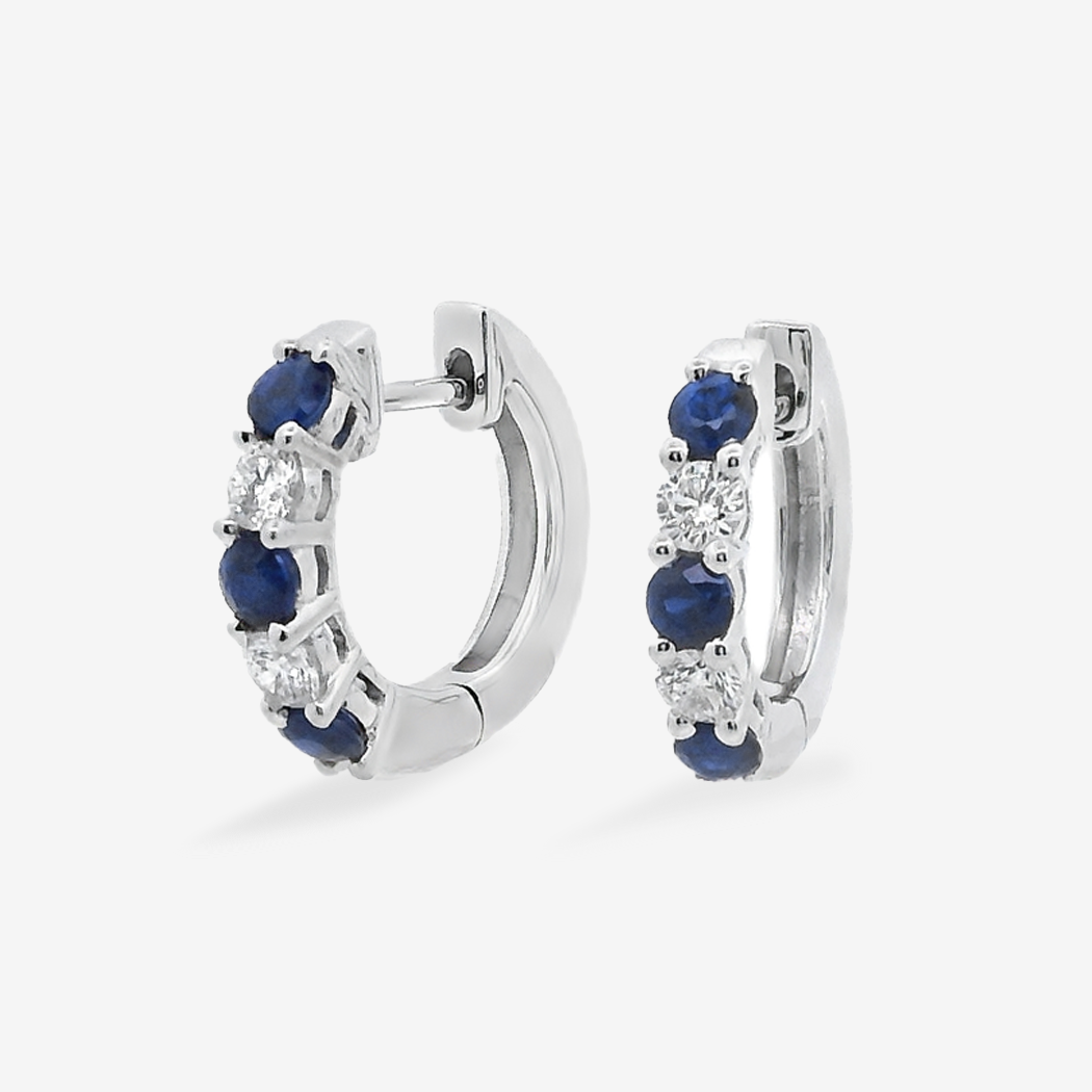 0.70CT Sapphire & Diamond Huggie Earrings