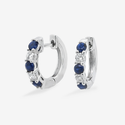 0.70CT Sapphire & Diamond Huggie Earrings