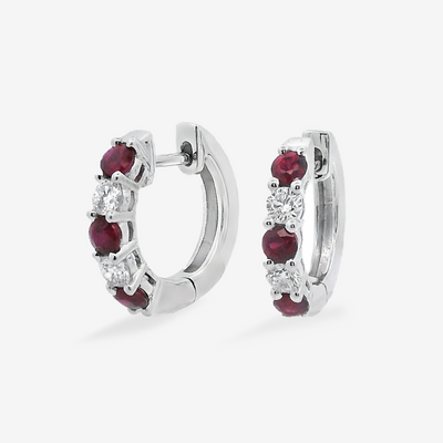 0.75CT Ruby & Diamond Huggie Earrings