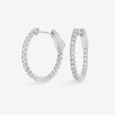 0.75" Eternity 0.70CT Hoop Oval Earrings