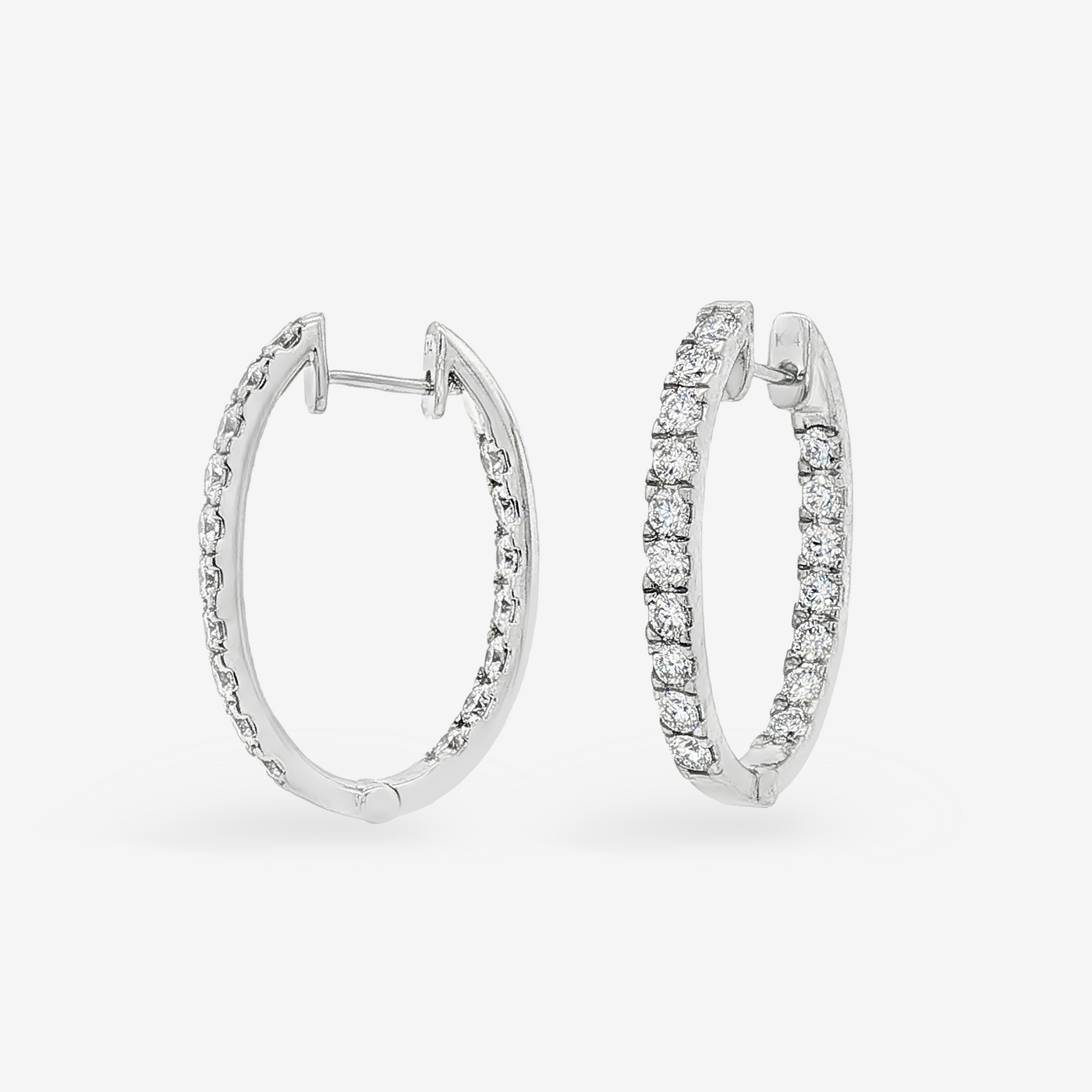0.75" Eternity 1.55CT Hoop Oval Earrings